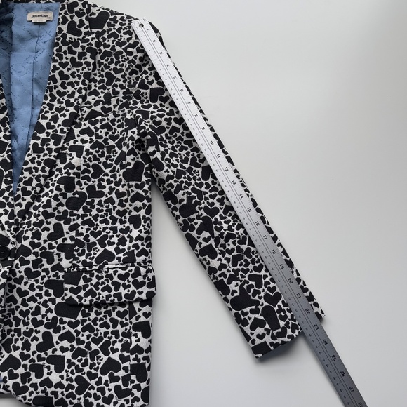 Zadig & Voltaire Viking Heart Blazer Jacket Black Beige Size 34 - Picture 13 of 14